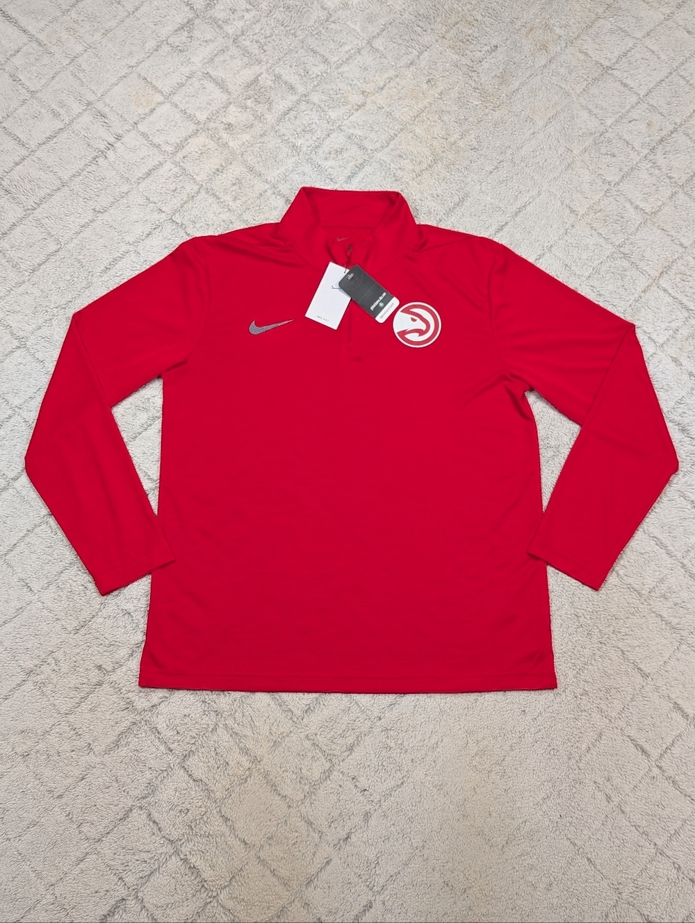 Nike Jacket Mens L Red Atlanta Hawks Intensity ¼ Zip Pullover Top Light Dri Fit